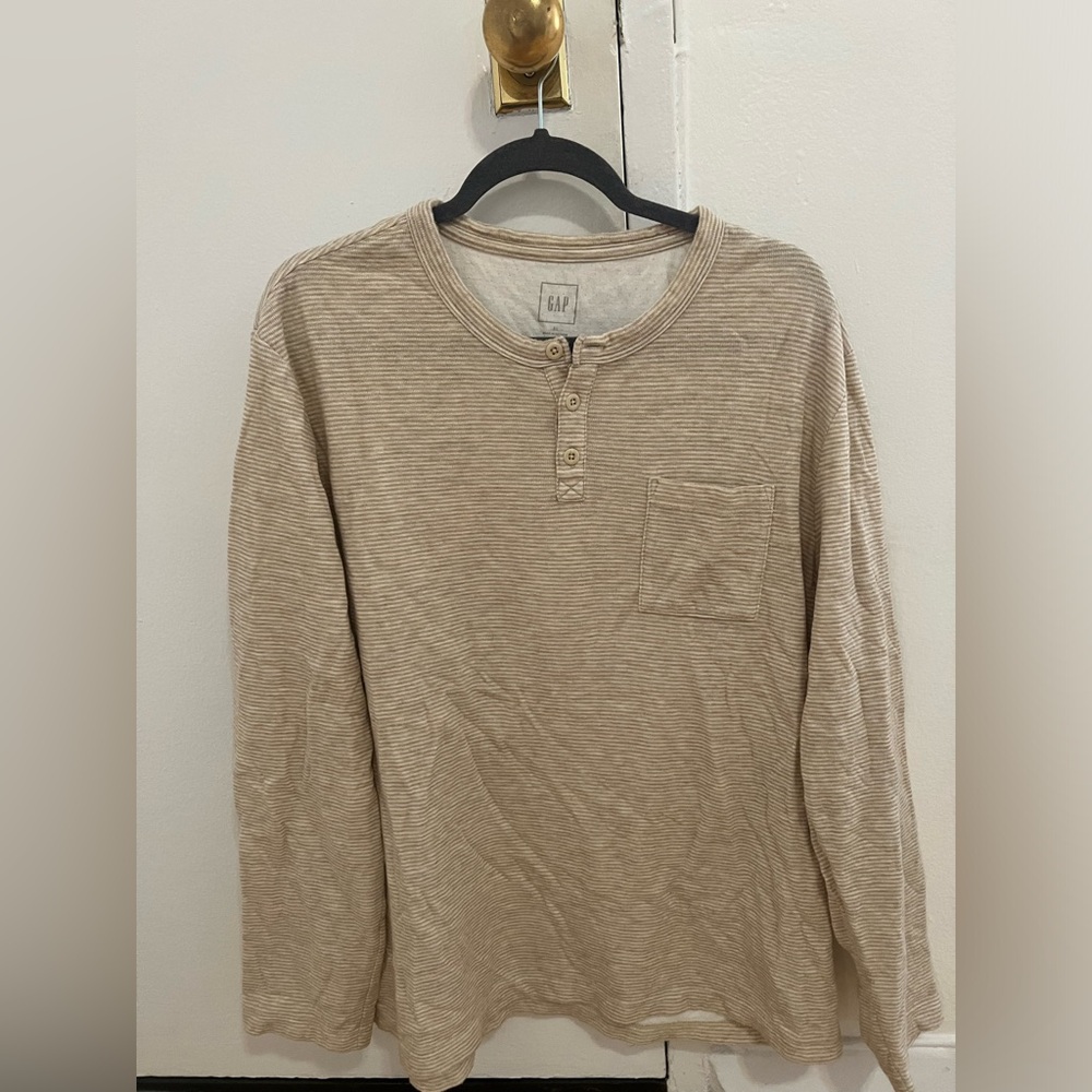 Gap Cream/ White Striped Henley